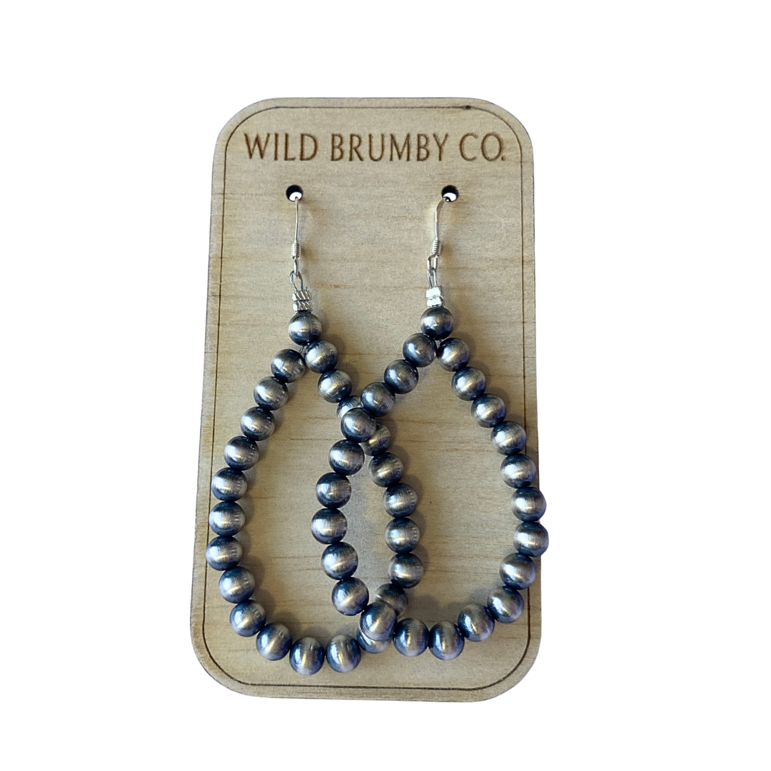 Handstrung Sterling Silver Pearl Bead Earrings