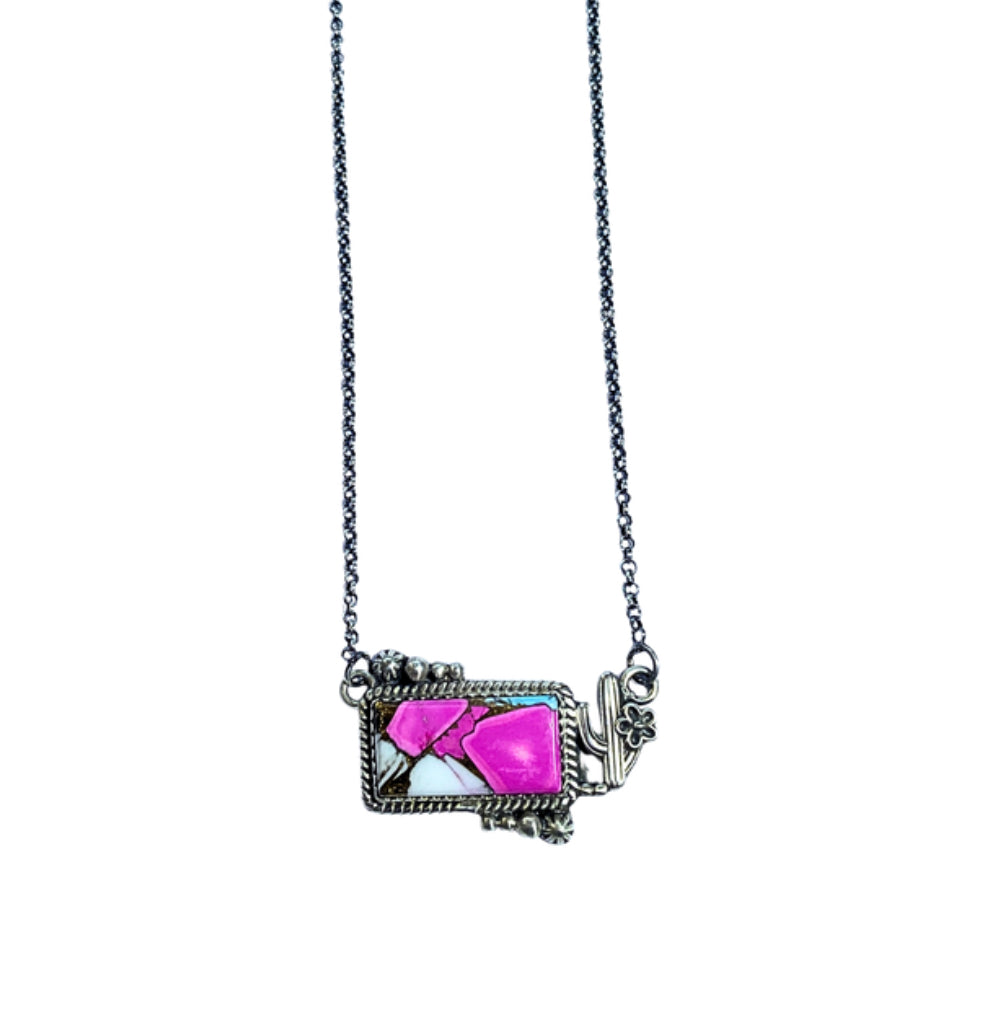 Cotton Candy Bar Cactus Necklace
