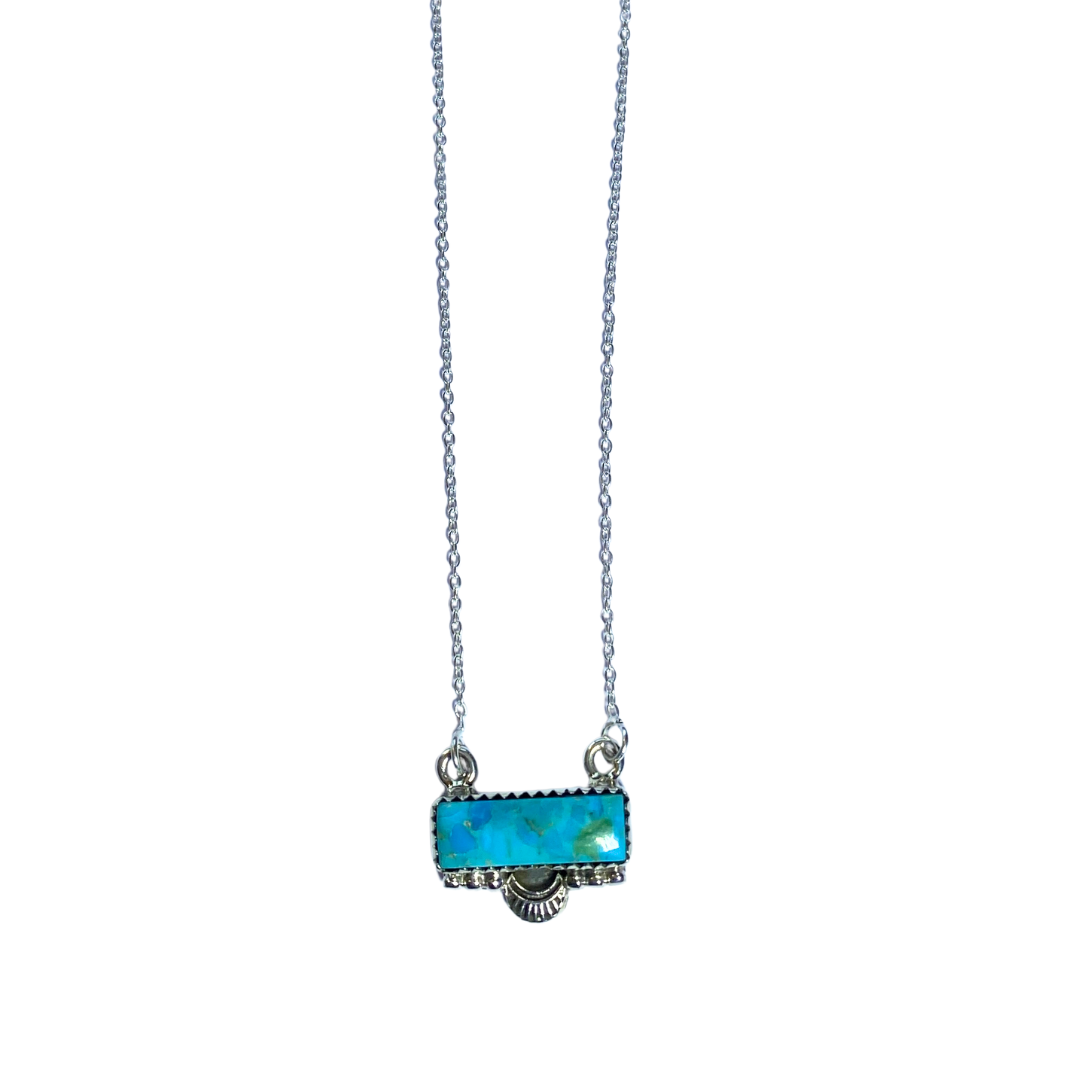 Turquoise Bar Moon Necklace