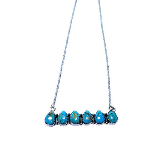 Turquoise Tear Drop Bar Necklace