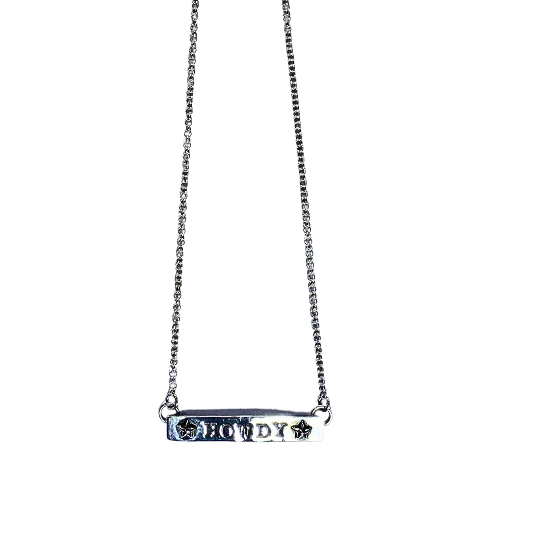 Silver HOWDY Bar Necklace