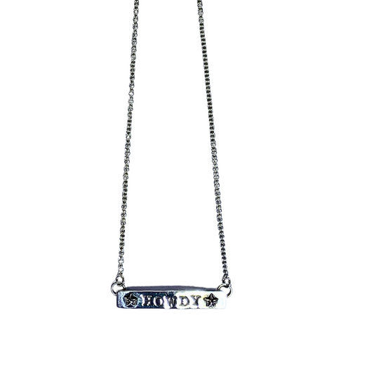 Silver HOWDY Bar Necklace