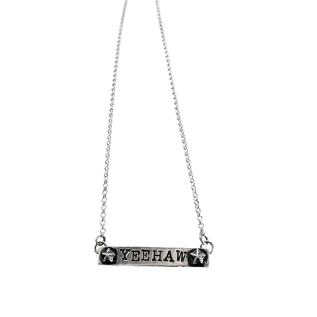 Silver Yeehaw Bar Necklace