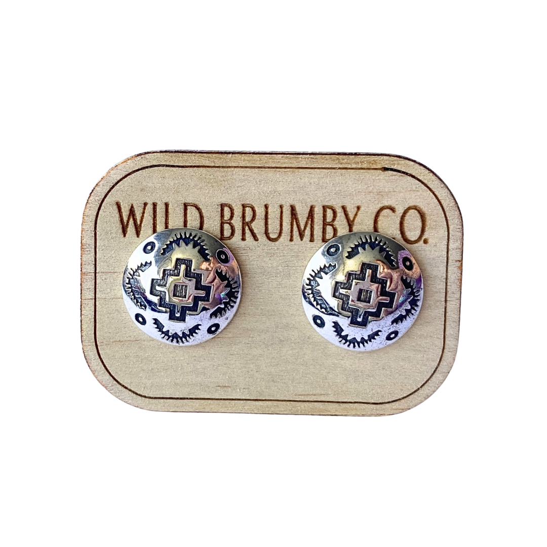 Sterling Silver Southwest Stamped Studs