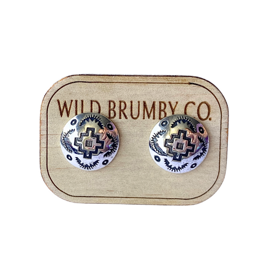 Sterling Silver Southwest Stamped Studs