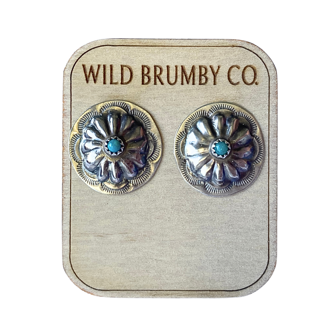 Navajo Handmade Kingman Turquoise Earrings - Joan Begay