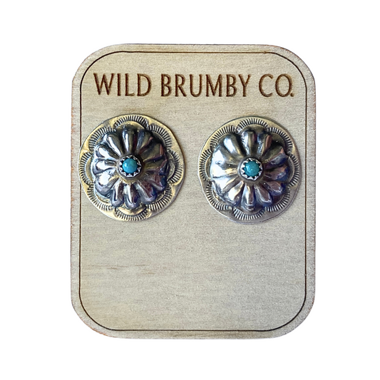 Navajo Handmade Kingman Turquoise Earrings - Joan Begay