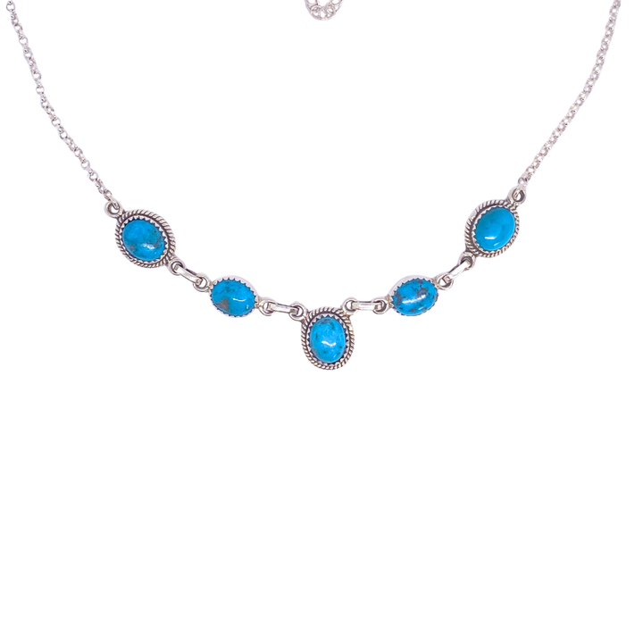 High Country Stream Necklace – Kingman Turquoise &amp; 925 Sterling Silver
