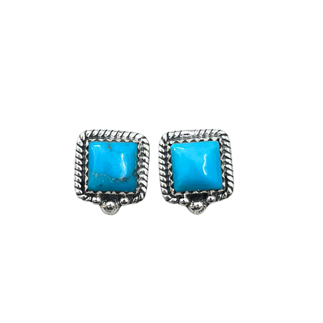 Brumby Heritage Stud Earrings - Kingman Turquoise & 925 Sterling Silver