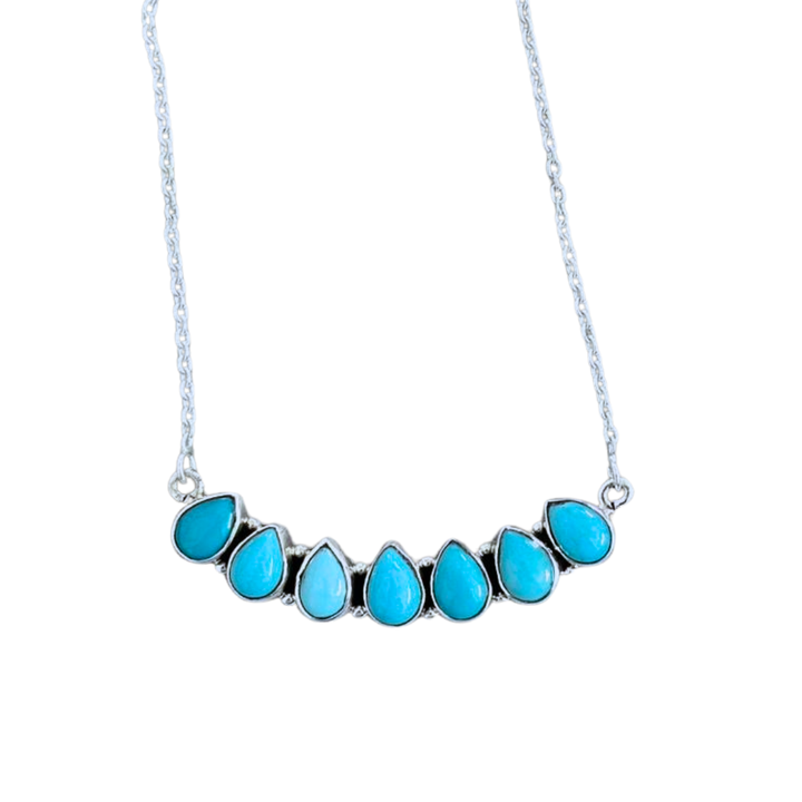 Snowfall Necklace - Kingman Turquoise &amp; 925 Sterling Silver