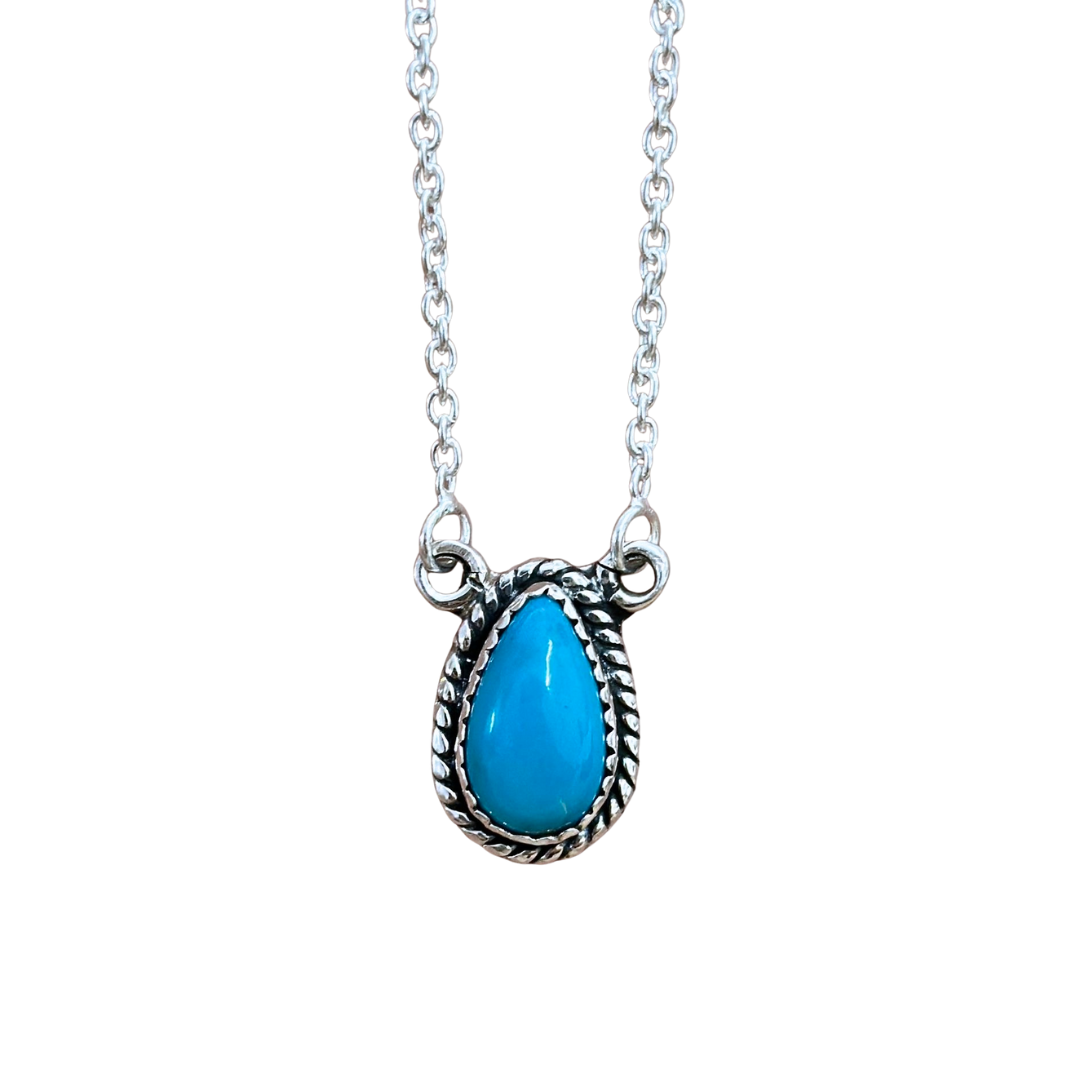 Brumby Tear Necklace - Kingman Turquoise &amp; Sterling Silver