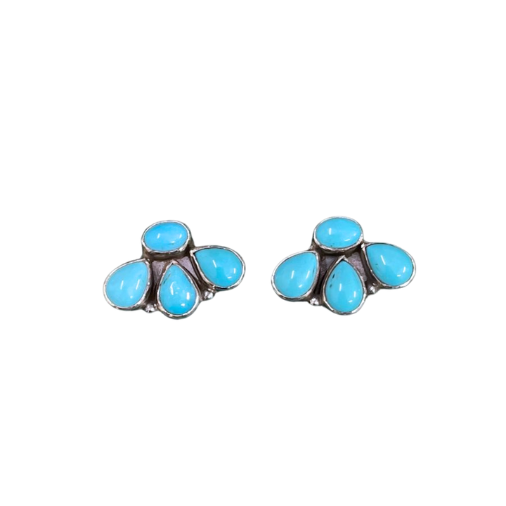 Alpine Bloom Earrings - Kingman Turquoise &amp; 925 Sterling Silver
