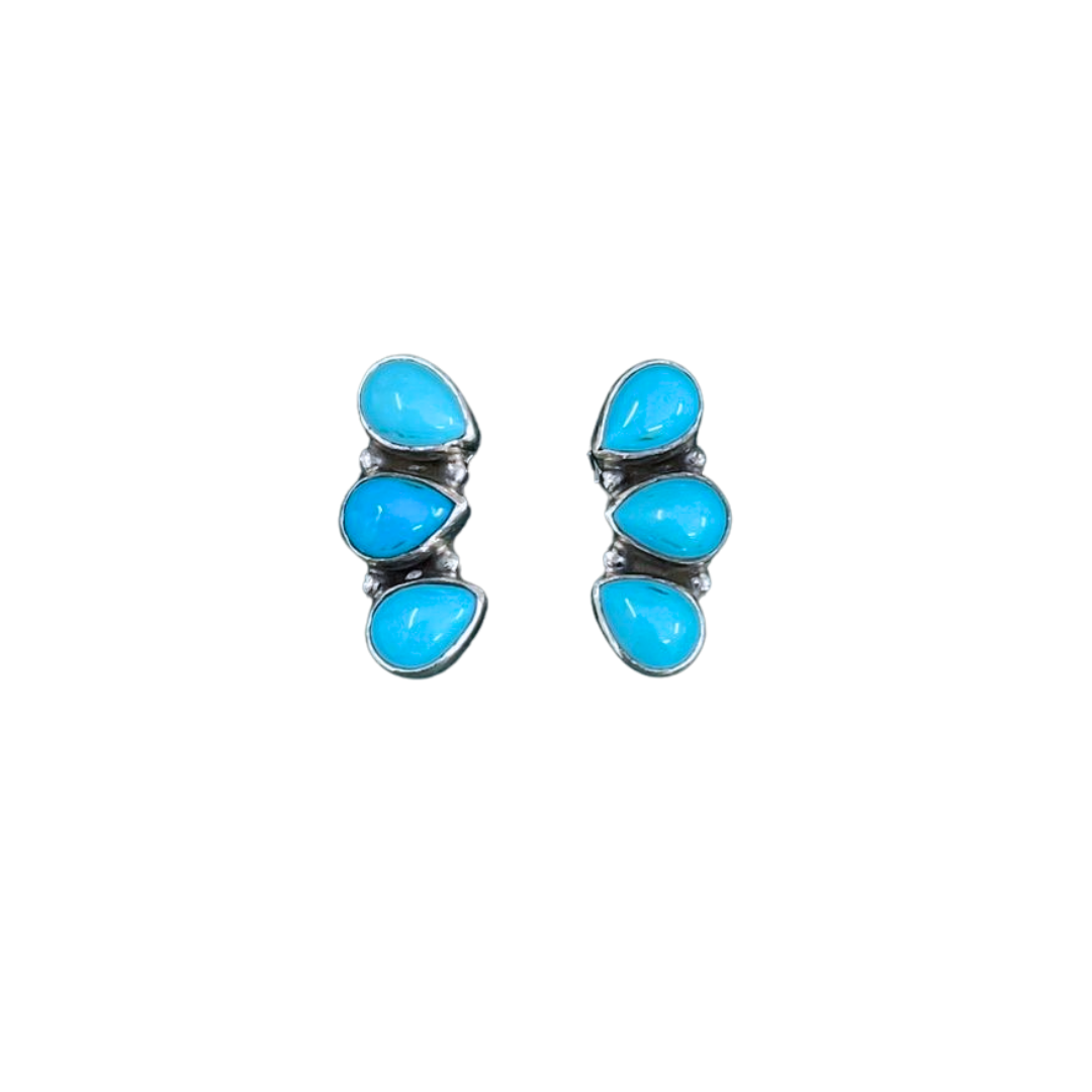 Alpine Dew Earrings - Kingman Turquoise &amp; 925 Sterling Silver