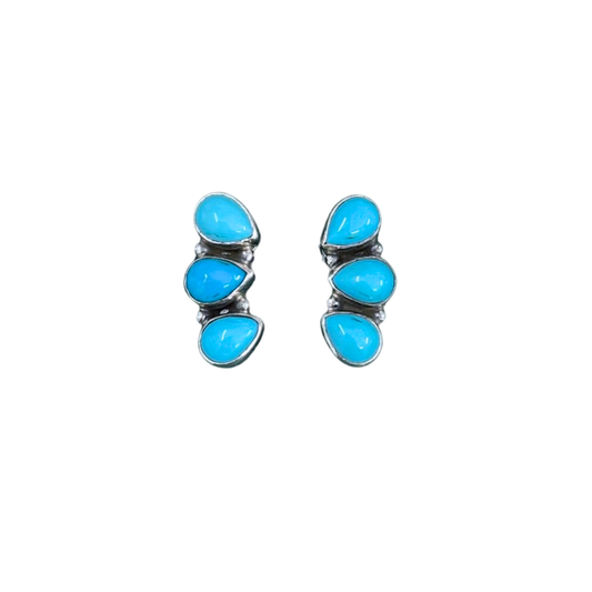 Alpine Dew Earrings - Kingman Turquoise & 925 Sterling Silver