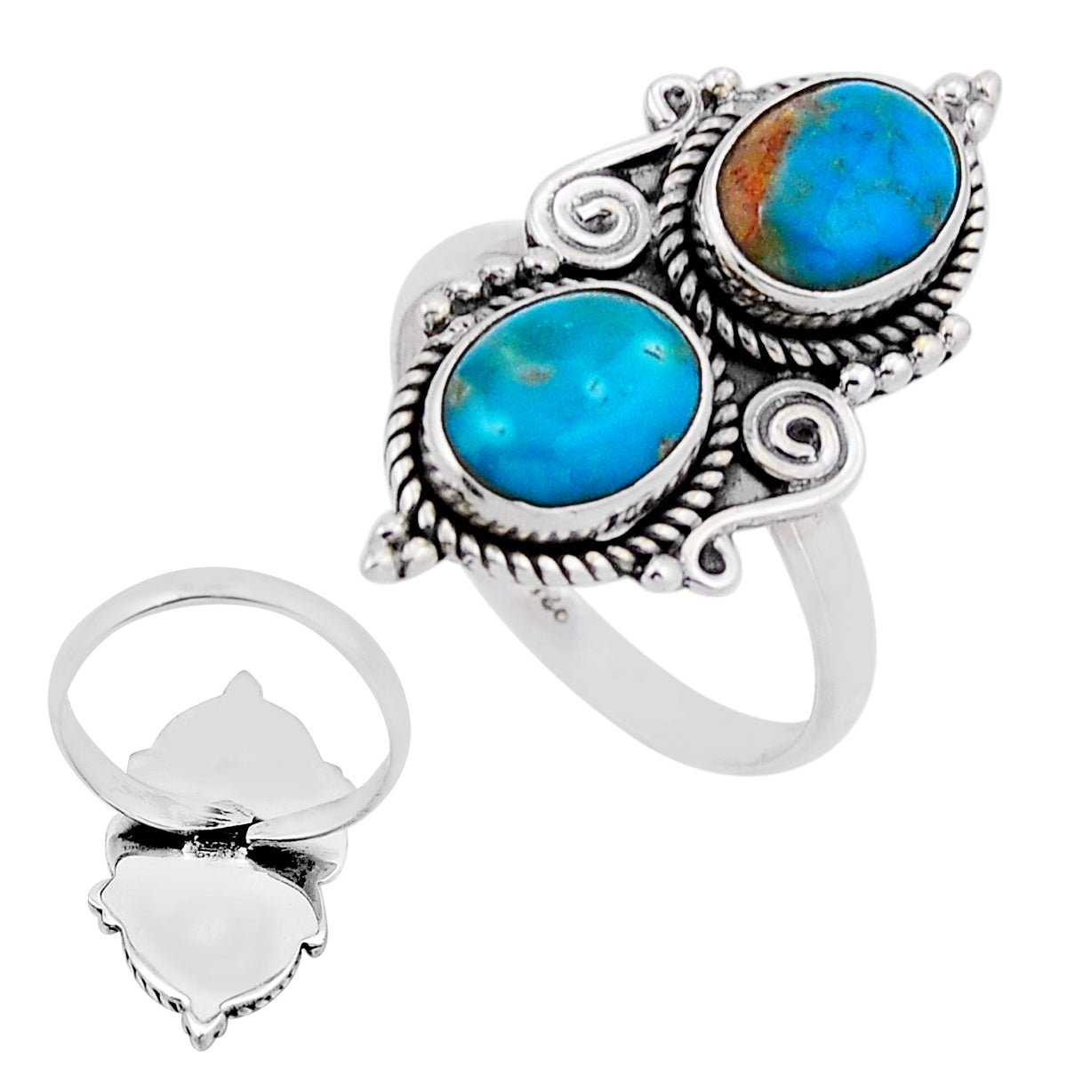 Wild Sky Double Turquoise Adjustable Ring