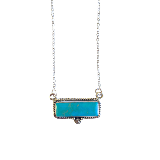 Mountain Stream Bar Necklace - Kingman Turquoise & 925 Sterling Silver