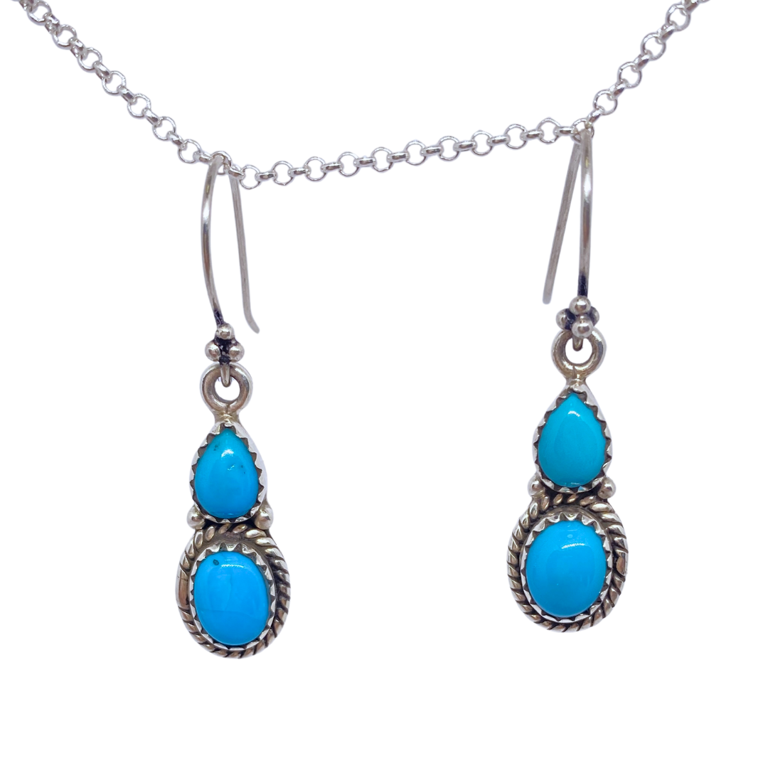 Mountain Droplet Earrings - Kingman Turquoise &amp; 925 Sterling Silver