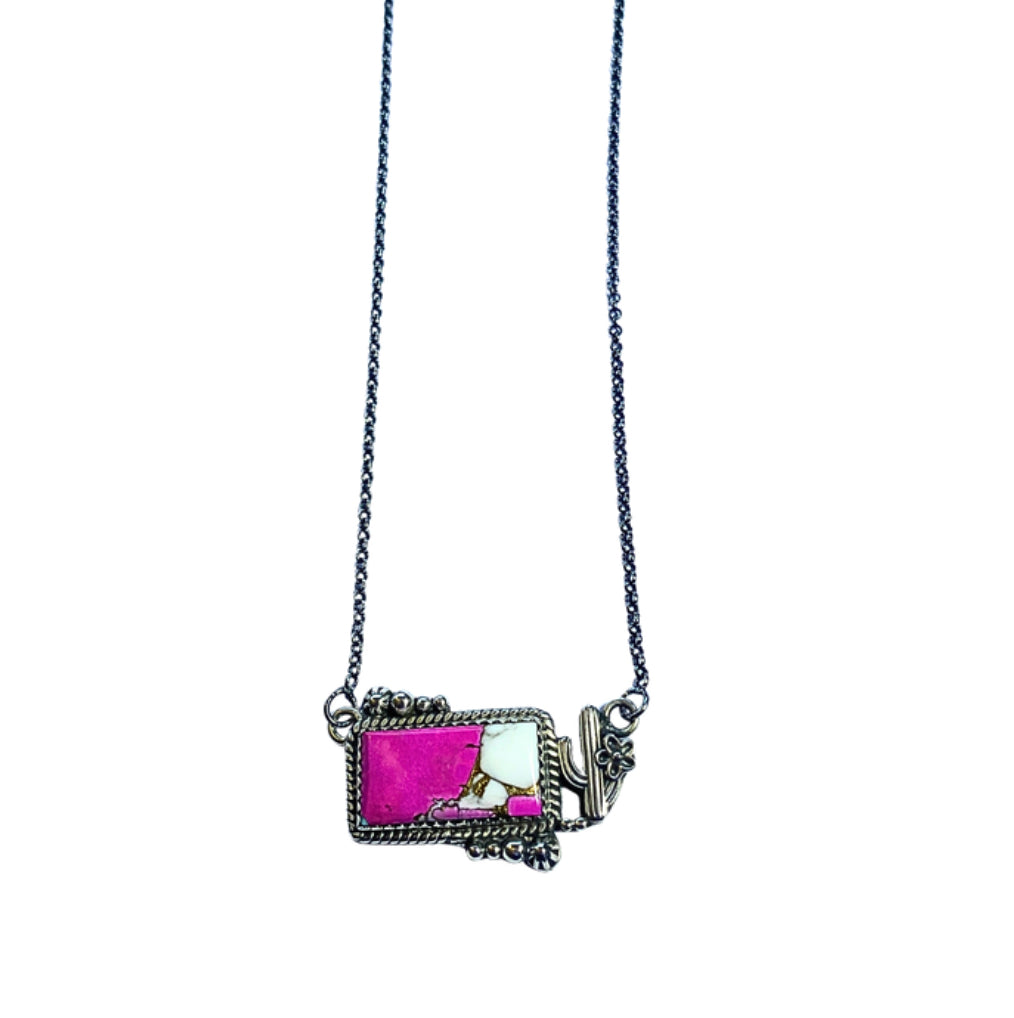 Cotton Candy Bar Cactus Necklace