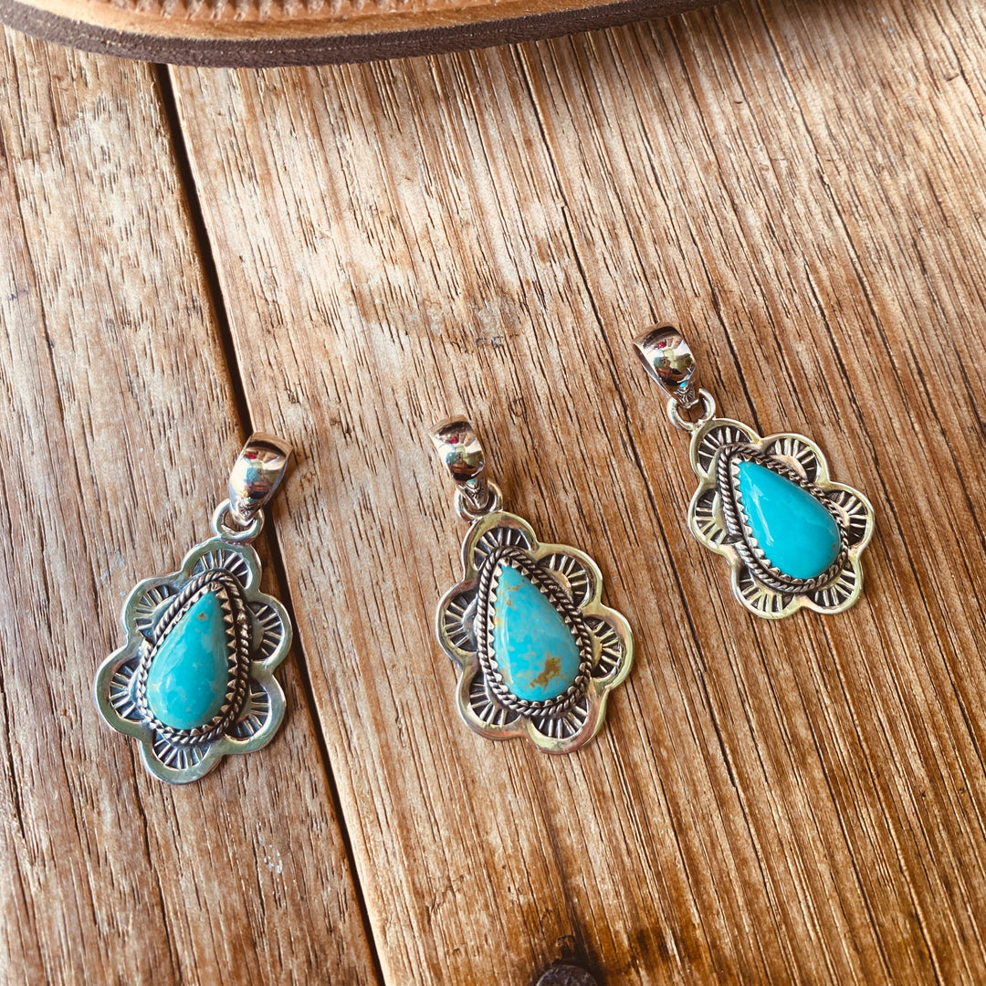 Moon Spirit Pendant - Kingman Turquoise &amp; 925 Sterling Silver