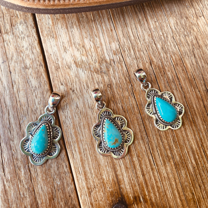 Moon Spirit Pendant - Kingman Turquoise &amp; 925 Sterling Silver