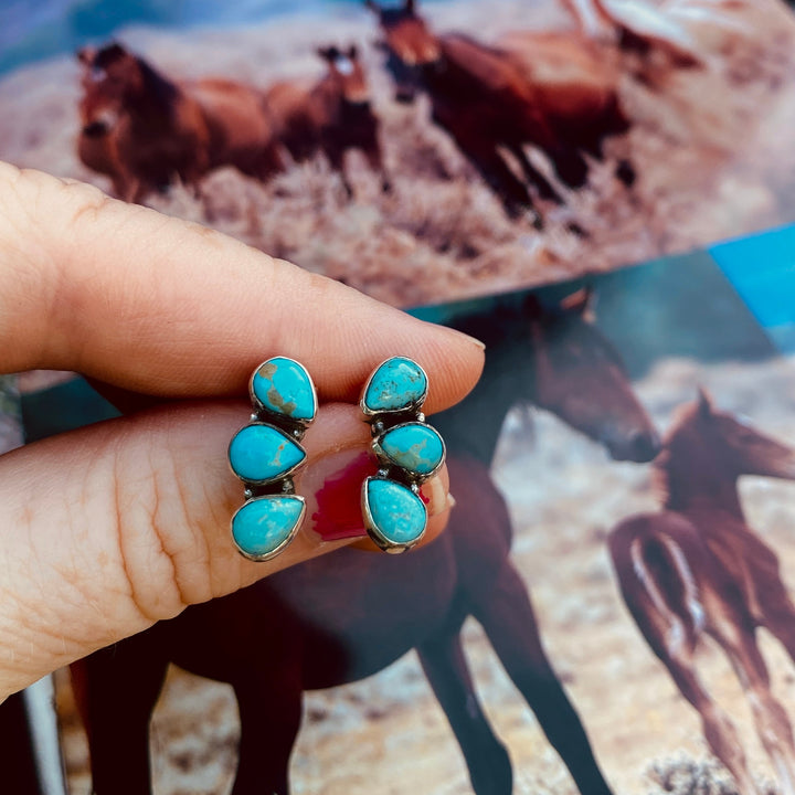 Alpine Dew Earrings - Kingman Turquoise &amp; 925 Sterling Silver
