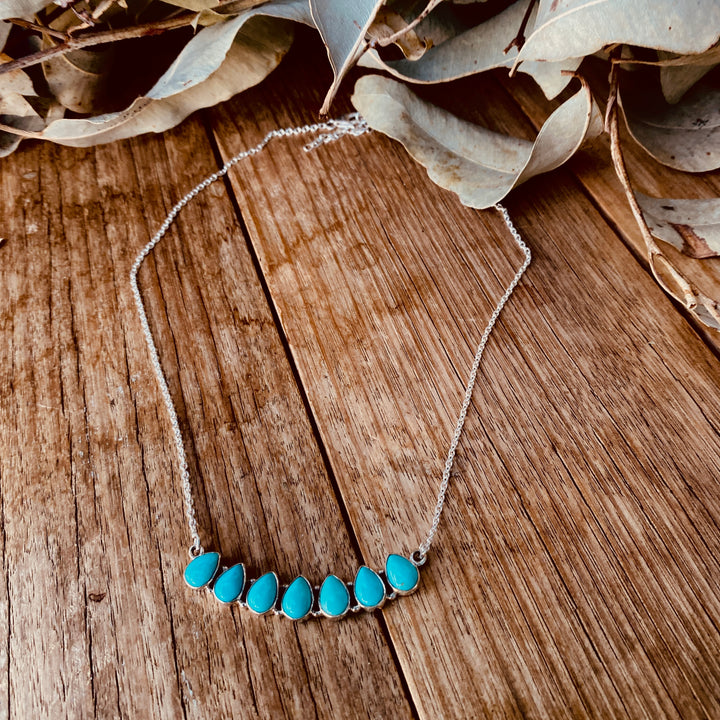 Snowfall Necklace - Kingman Turquoise &amp; 925 Sterling Silver