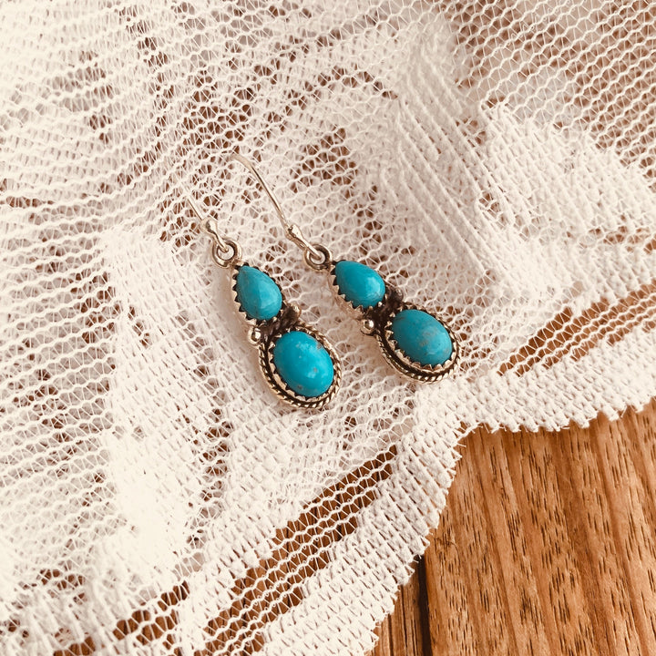 Mountain Droplet Earrings - Kingman Turquoise &amp; 925 Sterling Silver