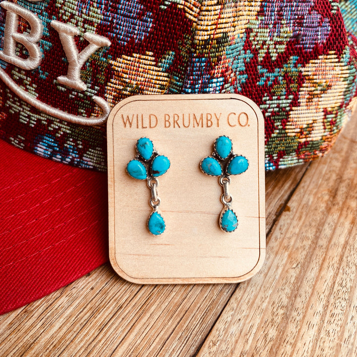 Blossom Earrings - Kingman Turquoise &amp; 925 Sterling Silver