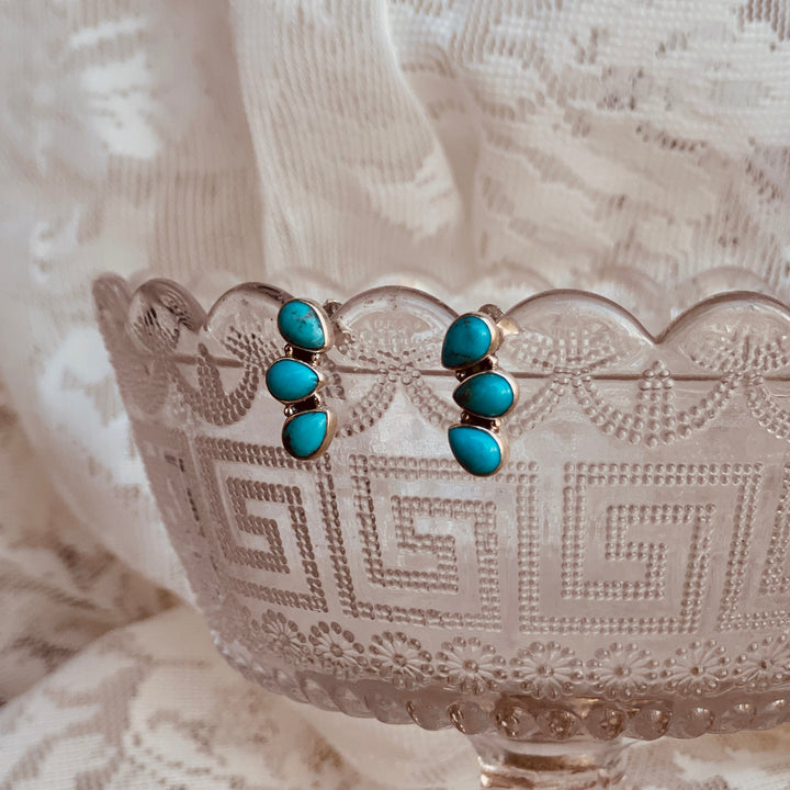 Alpine Dew Earrings - Kingman Turquoise &amp; 925 Sterling Silver