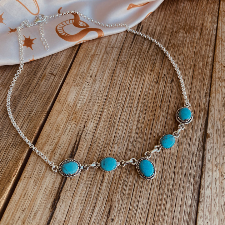 High Country Stream Necklace – Kingman Turquoise &amp; 925 Sterling Silver