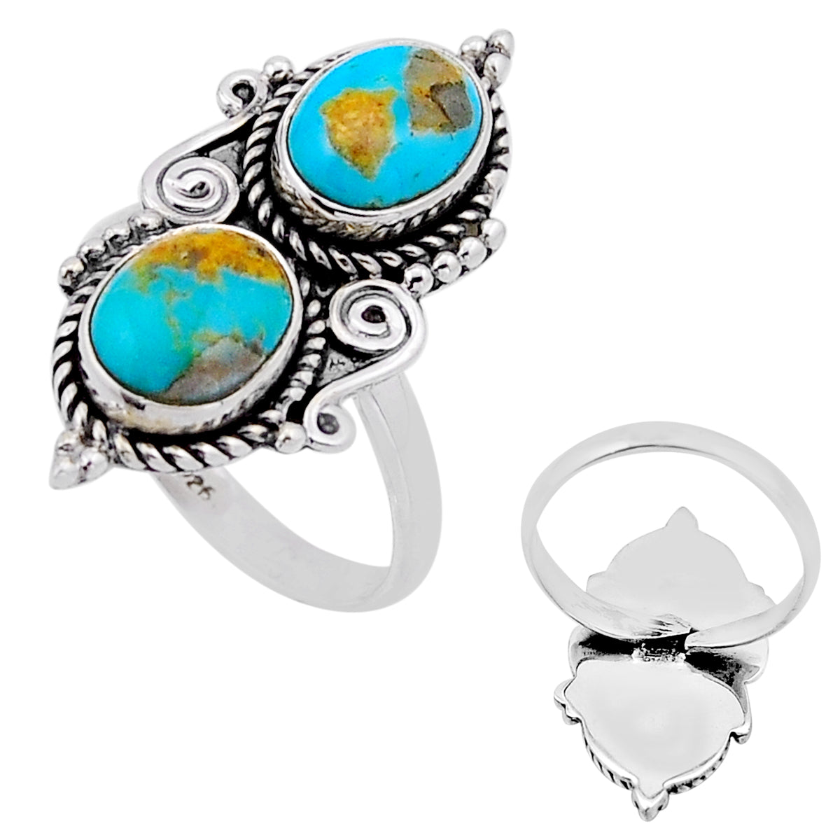 Wild Sky Double Turquoise Adjustable Ring