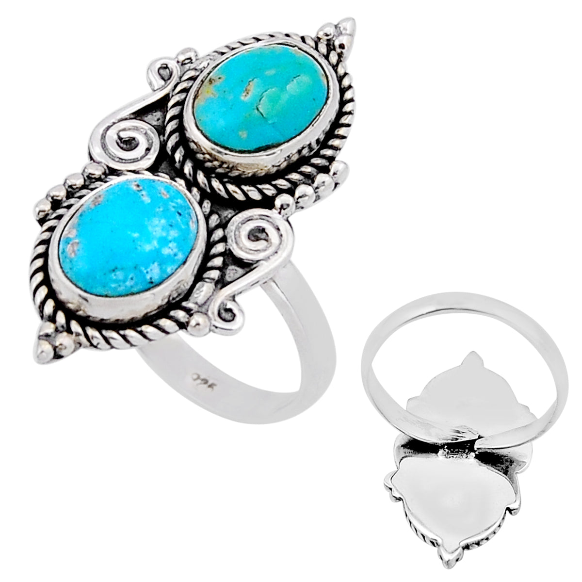 Wild Sky Double Turquoise Adjustable Ring